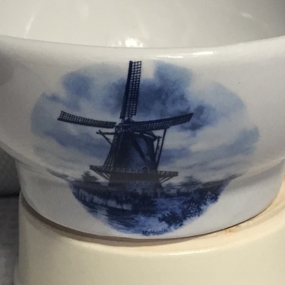 Delft Blue Bowl Small Hand Painted Holland Windmill Scene 4”~ Vintage - Picture 6 of 6